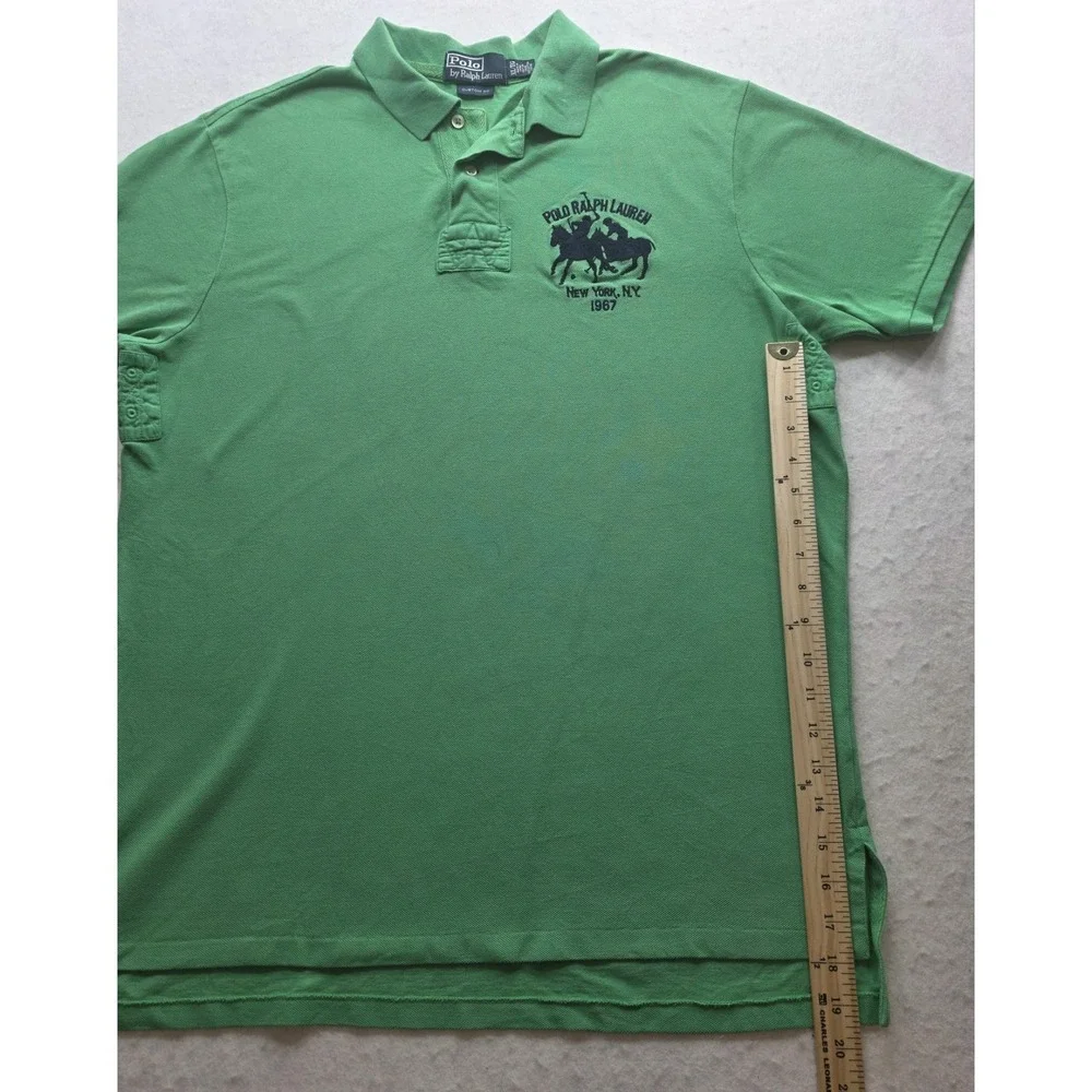 Polo Ralph Lauren Vintage RARE Green Embroidered NY 1967 #2 Polo. Size XL